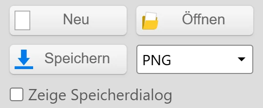 Klekis Speichern-Schaltfläche und das Dateiformat-Menü