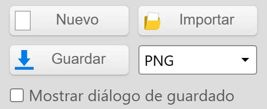 El botón Guardar de Kleki y el desplegable de formato de archivo