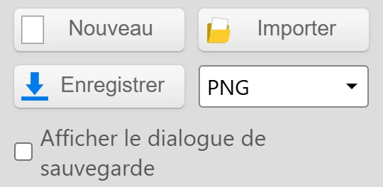 Le bouton Enregistrer de Kleki et le menu déroulant du format de fichier