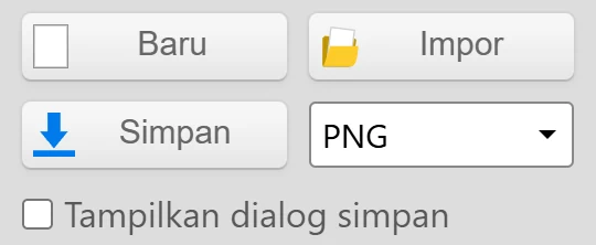 Tombol Simpan dan dropdown format berkas di Kleki