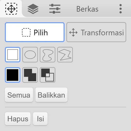 Tab Alat Pilih dalam mode Pilih.