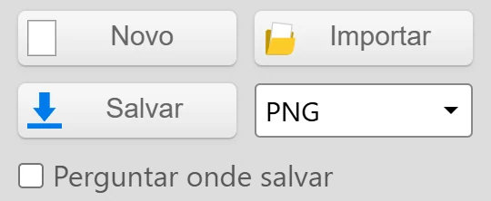 O botão Salvar do Kleki e o menu de formato de arquivo