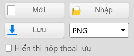 Nút Lưu và menu chọn định dạng tệp của Kleki